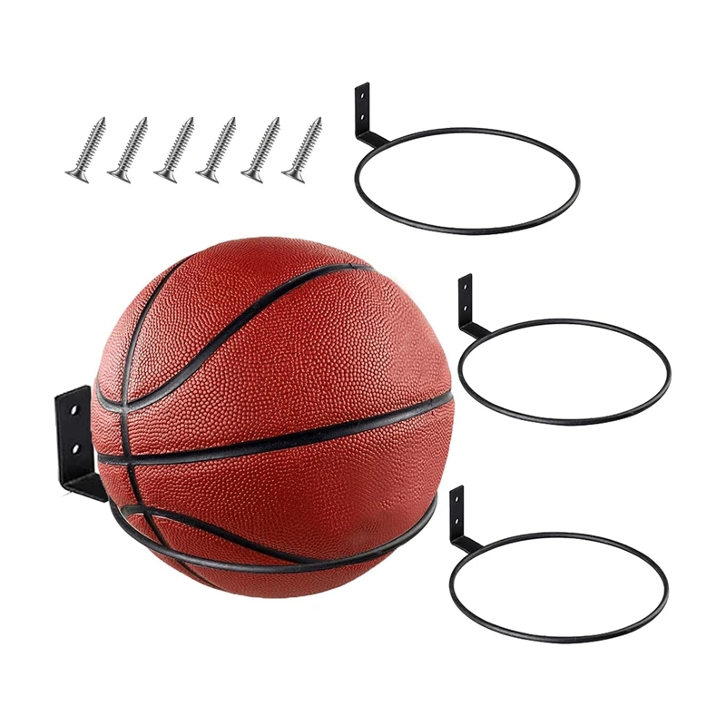 

3Pcs 6 Inch Ball Holder Display Wall Mount For Basketball Football Volleyball,Ball Storage For Garage,Planter Pot Holder Durable