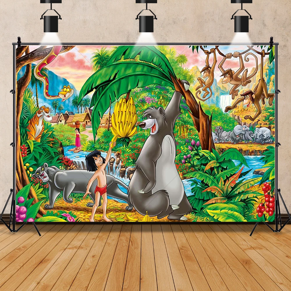 Fondo de fotografía con tema Mogg del libro de la selva de Disney, tela  personalizada para fiesta de feliz cumpleaños para niños, pancarta de  estudio fotográfico, suministros de decoración, accesorios ..., image size:1000x1000