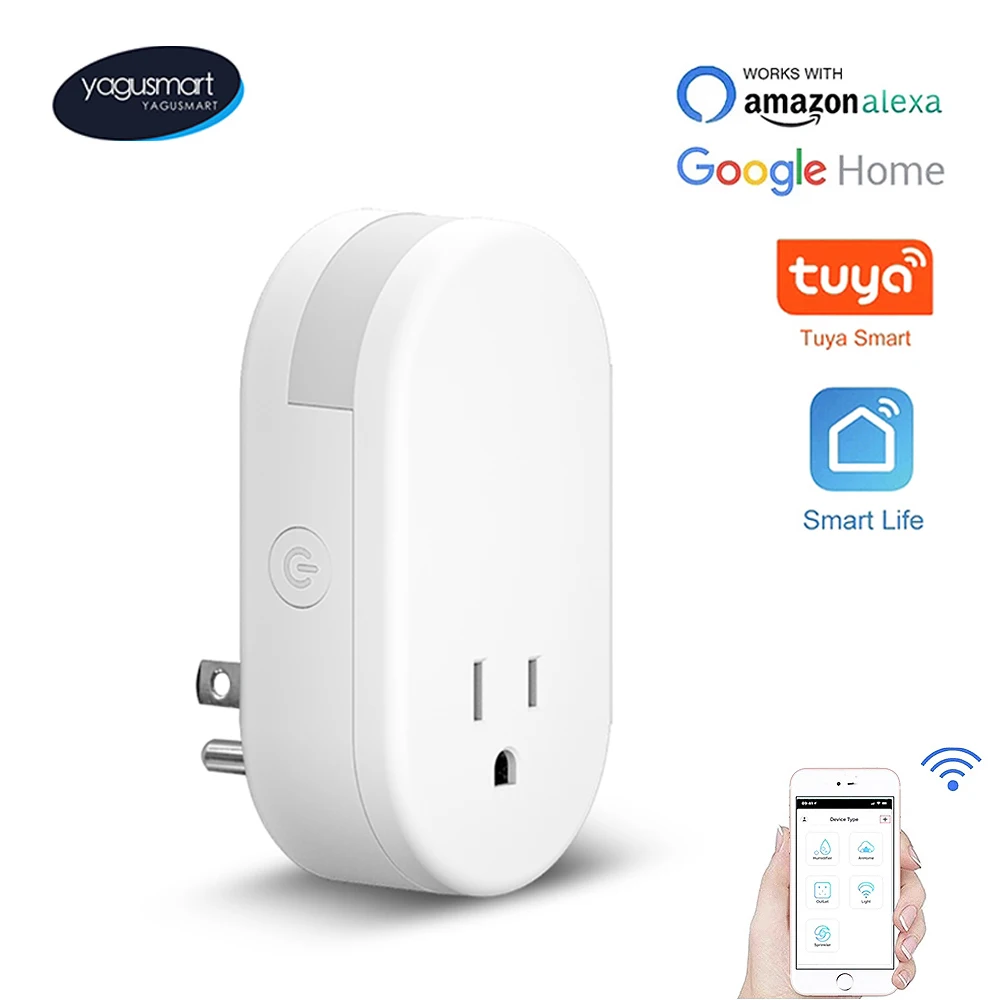Yagusmart Tuya Wifi Presa Elettrica Intelligente Con Luce Notturna Dimmerabile Alexa Google Home Echo Voice Contro Smart Plug Per Camera Da Letto