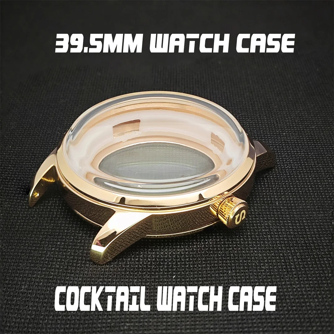 Elegant Silver Rose Gold Steel Cocktail Watch Case with Arch Glass