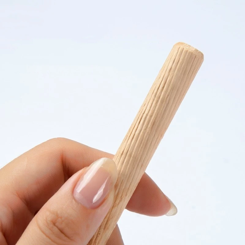 Wooden Dowel Pins 20~100pcs M6 M8 M10 M12 Round Fluted Wood Craft Rods Cabinet Drawer Furniture Fitting Length 20~80mm