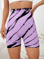 شورت رياضي عالي الخصر للنساء ، شورت رياضي بدون خياطة لراكبي الدراجات ، ملابس رياضية لرفع المؤخرة ، شورت رياضي لليوجا ، صبغة ربطة عنق 3