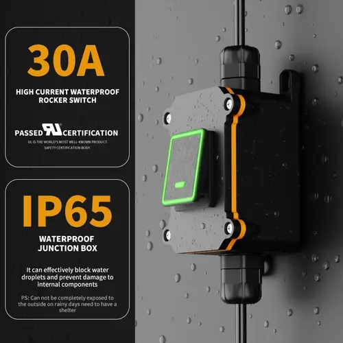 FILN 30A 12V 24V 220V Waterproof Inline Toggle Switch with LED IP65 Sealed Outdoor Box Inline Cord Rocker Switch Power - Image 3