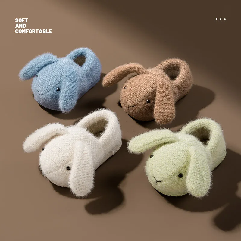 New Cute Children Fuzzy Slippers Autumn Winter Home Indoor Warm Cotton Slippers Baby Kids Shoes Boys Girls Plush Slipper couples cute cow cotton slippers for winter men and women home slipper warm plush slippers indoor household shoes