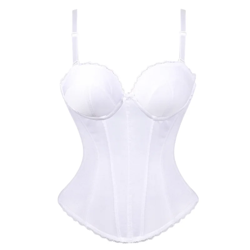 White Wedding Strap Corset Bustier Bridal Overbust Corsets Women Korset with Cup Lingerie Waist Slimming Cincher Corset Outfit
