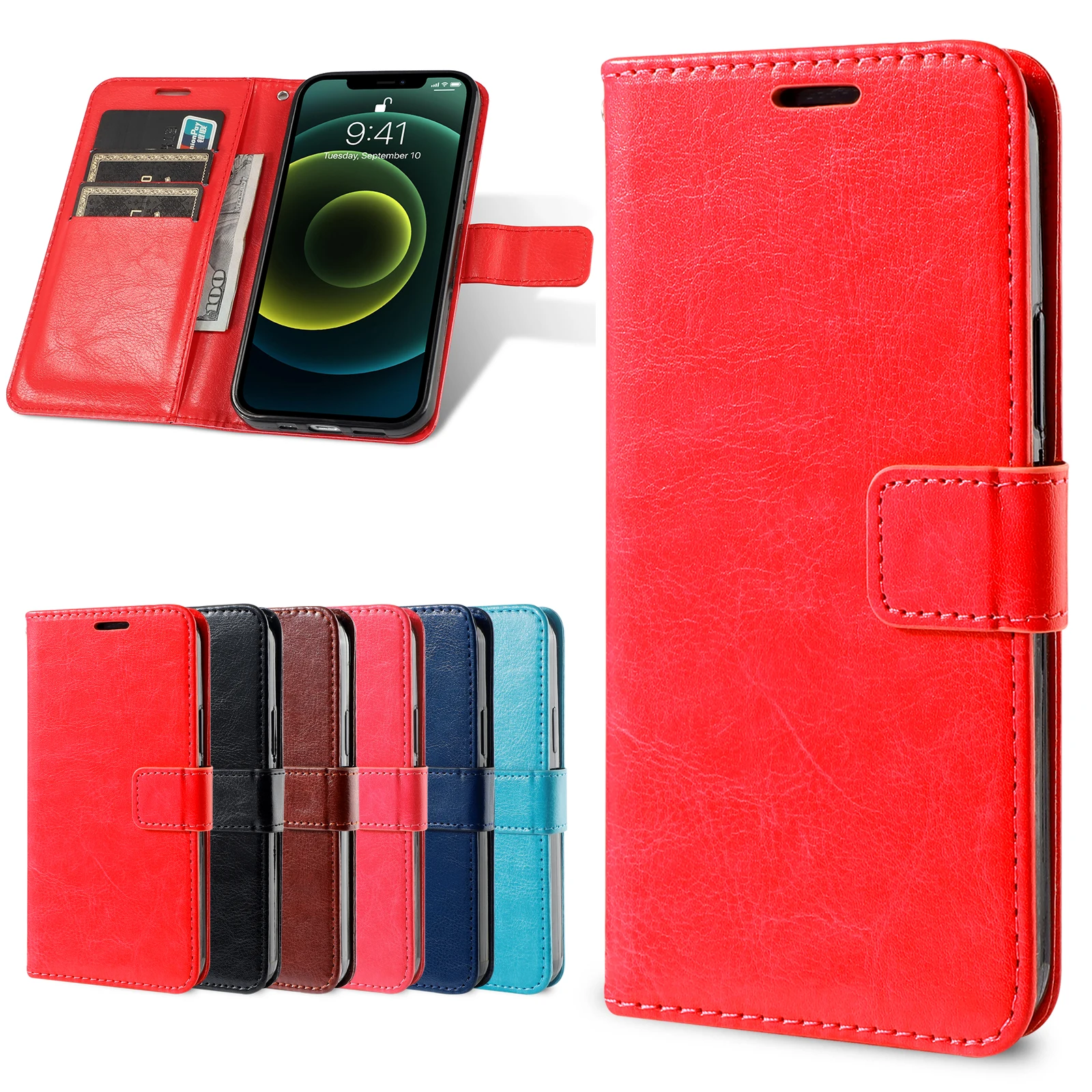 Leather Magnetic Flip Wallet Phone Cover and Case