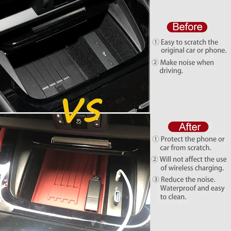 For Porsche Cayenne 2024 2025 2026 Silicone Car Wireless Charging Pads Center Console Organizer Cup Holder Insert Accessories - Image 5