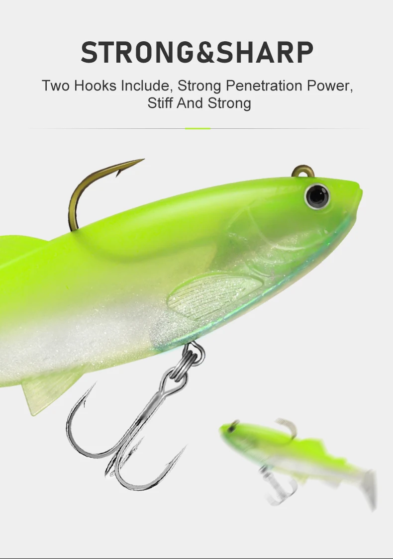 Kingdom Soft Angelköder, 38 g, 120 mm, künstlicher T-Schwanz, Silikonköder, Drillinge, Swimbait, Wobbler, Bass, Pesca, Angelgerät – Detail 6