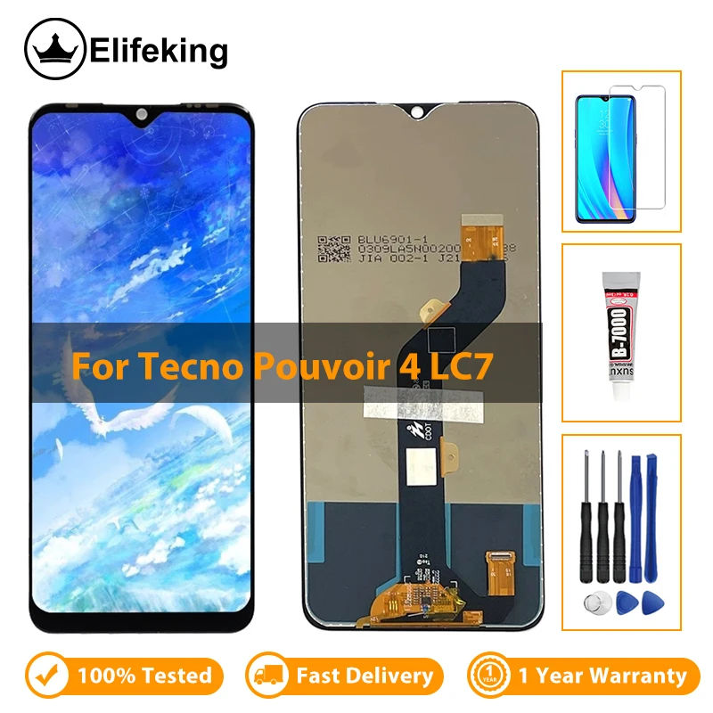

LCD For Tecno Pouvoir 4/4 Pro/ Spark 6 Air/5 Air/Power 2 Air Display Touch Screen Digitizer Assembly Replacement With Free Tools