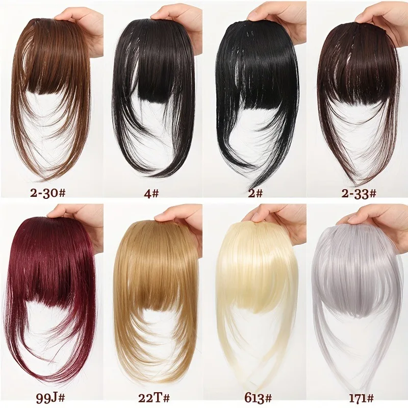 Synthetic Hair Bangs Natural Brown Wispy Bang Hair Clip in Bangs Fringe with  Hairpiece for Women Clip on Air Bang