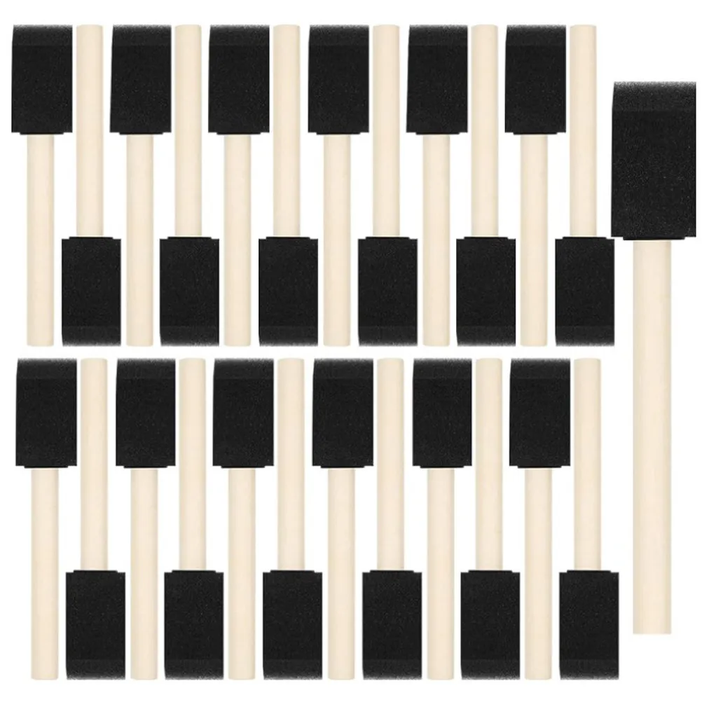 40Pcs 폼 페인트 브러시 나무 손잡이 편안한 스폰지 브러쉬 그림 그리기 DIY 용품 폼 페인트 그림 도구
