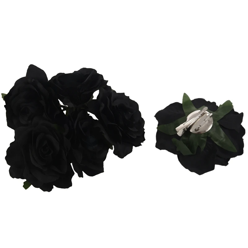 Rozenbloem Haarclip Danser Pin Up Bloem Broche 5 Packs Zwart