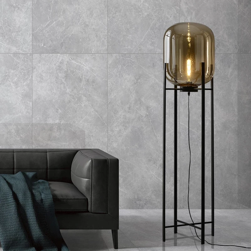 

Стеклянная Напольная Лампа в скандинавском стиле для гостиной, спальни, современная светодиодная дизайнерская стоячая лампа, художественный декор, осветительный прибор для кабинета, лампа-подставка