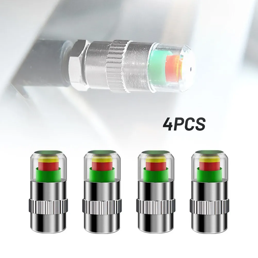 4PCS Car Tire Pressure Alarm Valve Stem Cover Sensor Indicator Tire Pressure Monitoring Cap Car Monitoring