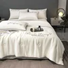 100% Washed Silk Summer Quilt Embroidery Smooth Ice Cooling Comforter for Bed Silky Solid Blanket Soft Cool Summer Blanket 4