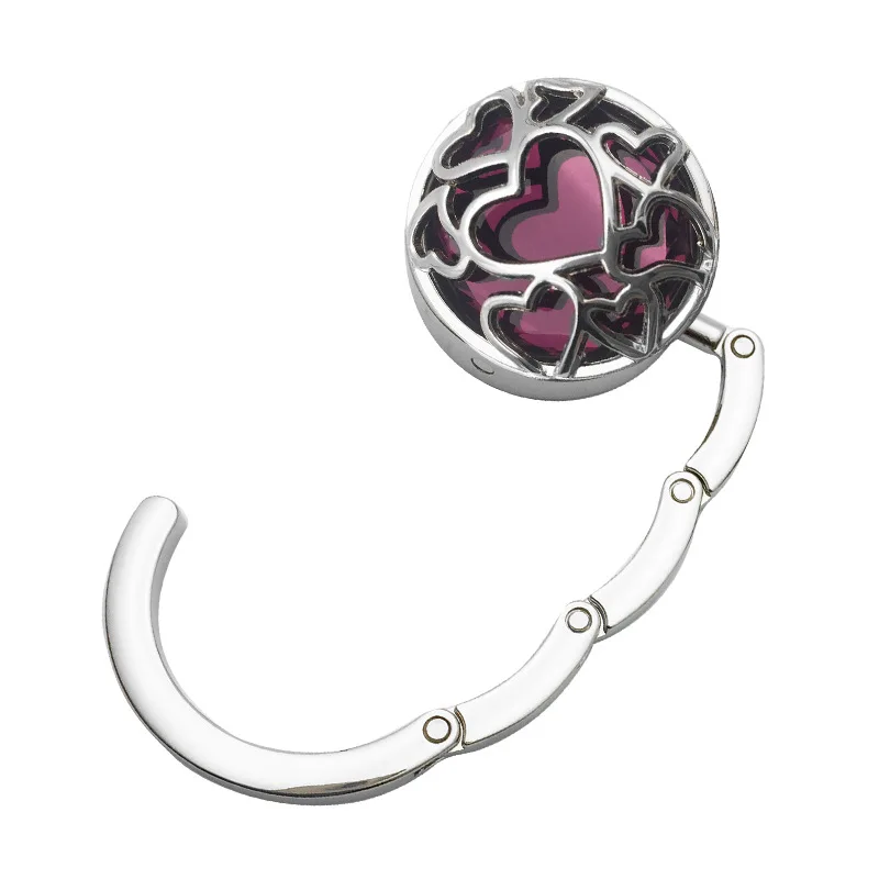 FoldingBagHangingHookPortableHollowHeartBagHolderTableSide