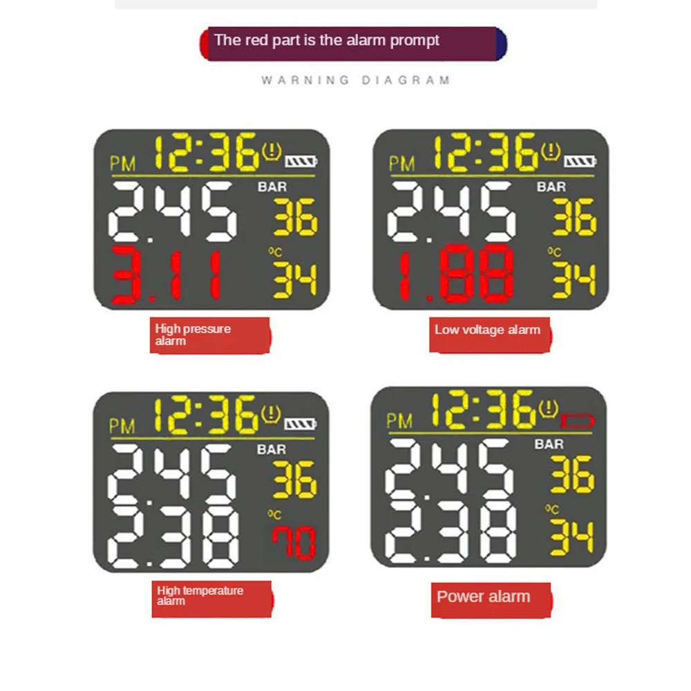 Motorcycle TPMS Tire Pressure Monitoring System Big Wireless LCD Colorful Display Shift For Status Precise Digital Moto motorcycle tire pressure monitor