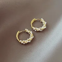 2024 Korean New Simple Temperament Circle Pearl Earrings Fashion Small Versatile Earrings Women's Jewelry - Image 4