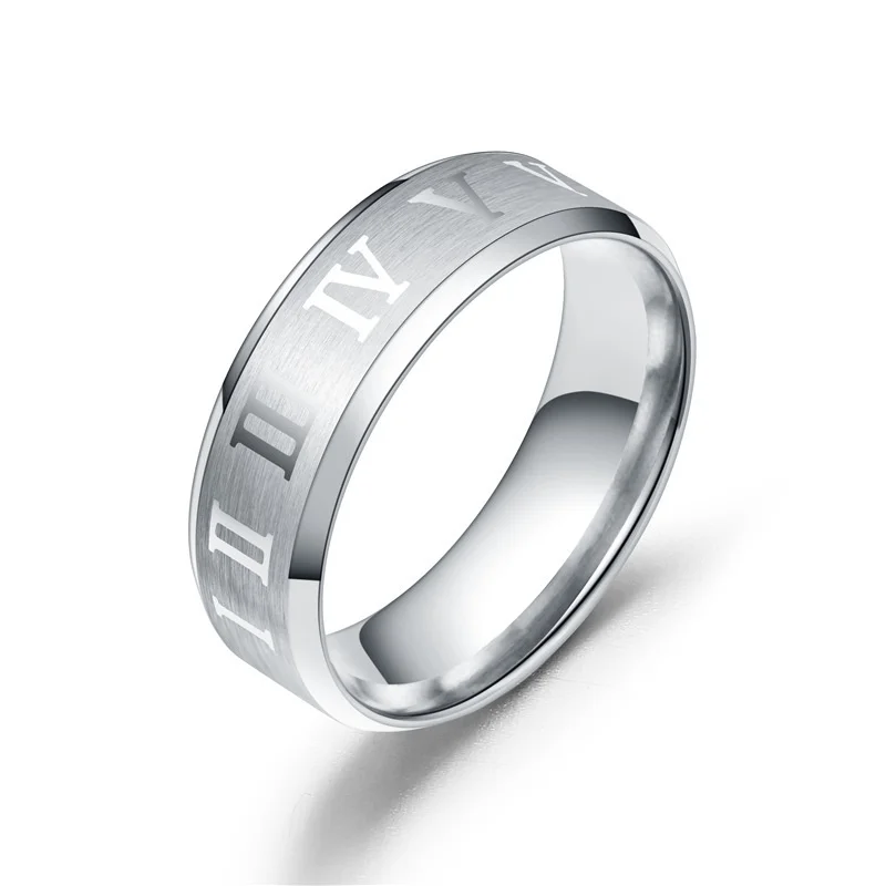 Roman Numerals Ring Men 2022 New Classic Temperament Stainless Steel Round Finger Rings For Men Party Jewelry Gift