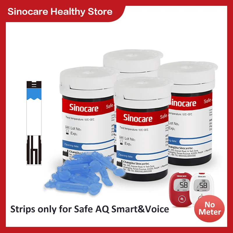 50/100/200 pcs for Safe AQ Sinocare Blood Glucose Test Strips Needles