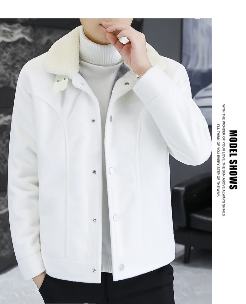 Description Picture 6 of item2023 Winter Wool Blends Jackets Men Fashion Motorcycle Jacket Casual Business Woolen Overcoat Streetwear Social Men Clothing