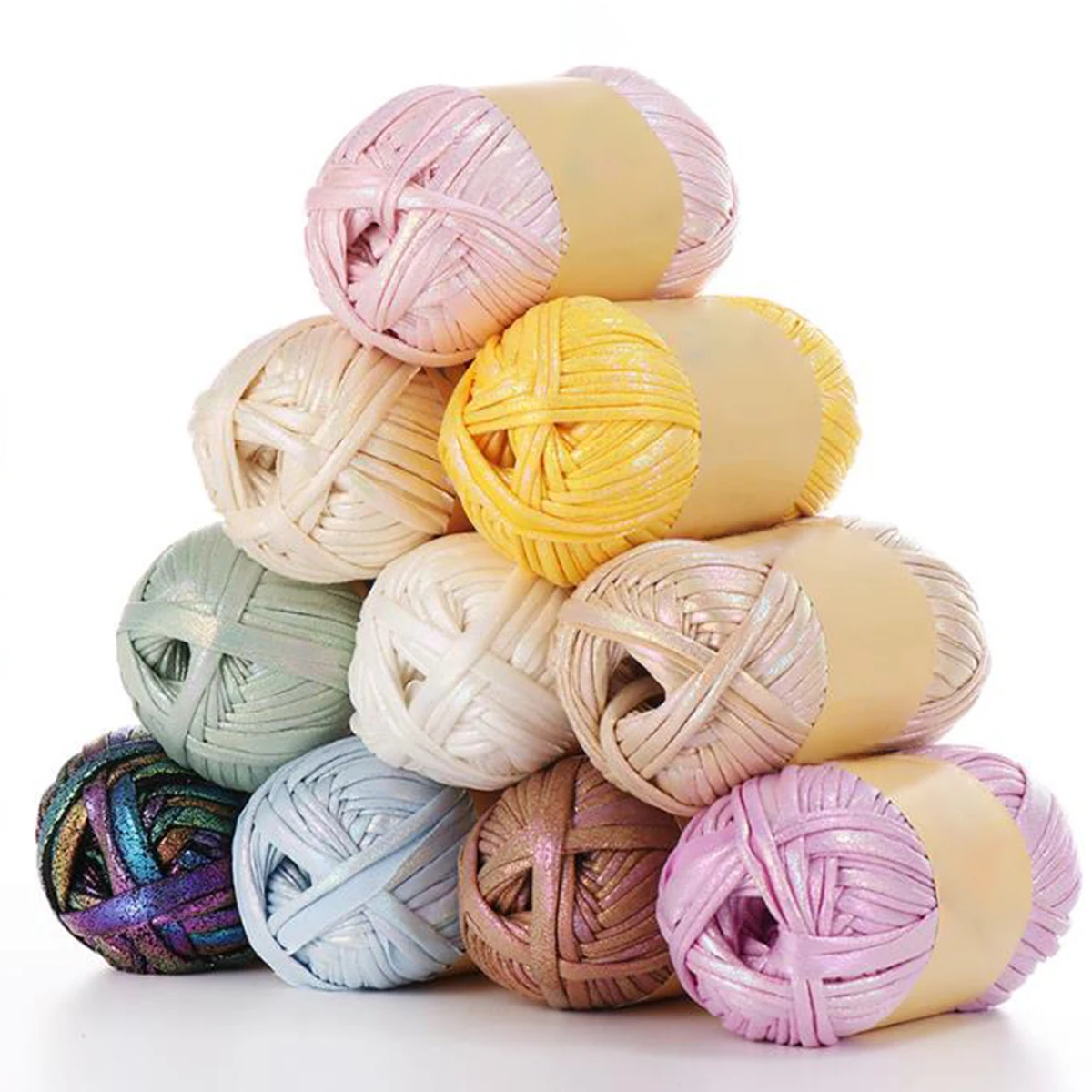 100g Imitation Leather Shiny Crochet Yarn DIY Hand Knitting Yarn Ball For Bag Blanket Cushion Knitting Crochet Yarn 2