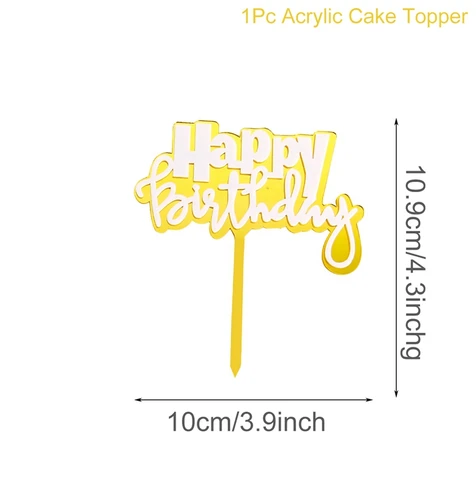 Happy Birthday Cake Topper Double Layer Transparent Acrylic Birthday Party Decor Kids Baby Shower Supplies Cake Decoration