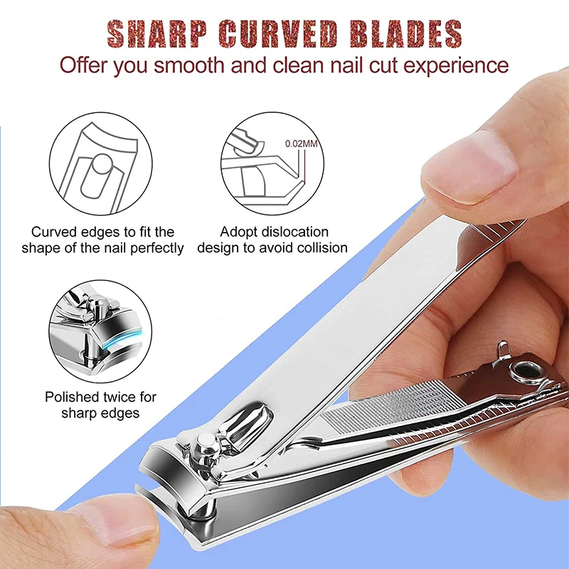 Splash resistant nail clippers, stainless steel scissors for nail beauty tools, for hard nails, wide and durable knives