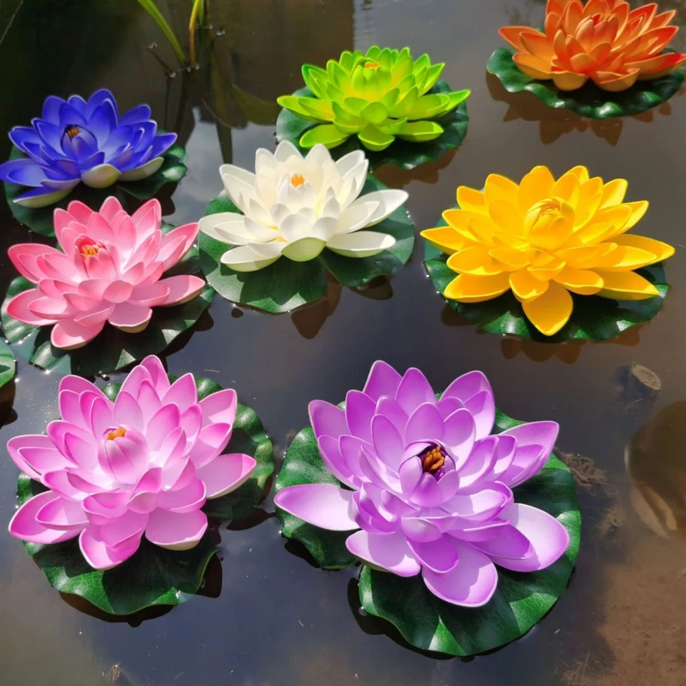 Artificial Lotus Plant Artificial Lotus Fake Plant DIY Water Lily Simulation Floating Lotus Garden Pond Fish Tank Decoration Artificial Flowers
