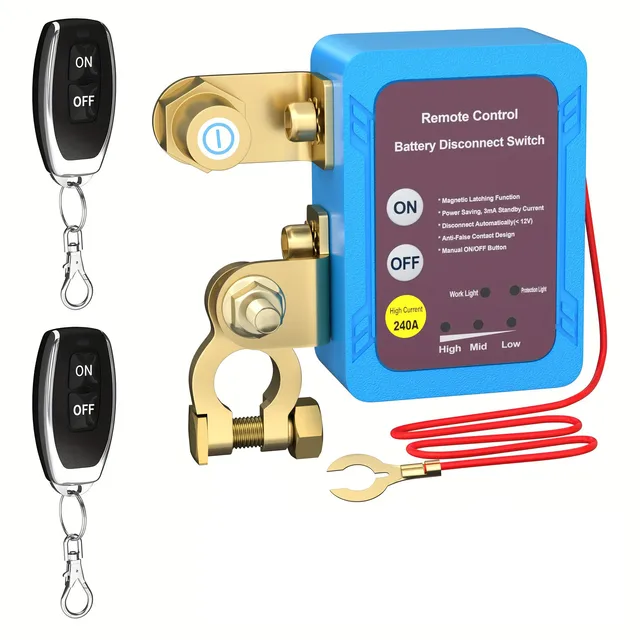 Remote Battery Disconnect Switch 12V 240A Kill Switch Automatic Power Shut Off Switch Car Battery Remote Control Switch