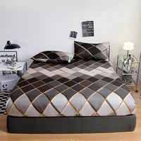 Plaid Print Fitted Bedsheet Soft Bed Cover Elastic Bed Sheets Simple Style Mattress Protector постельное белье (No Pillowcase) 1