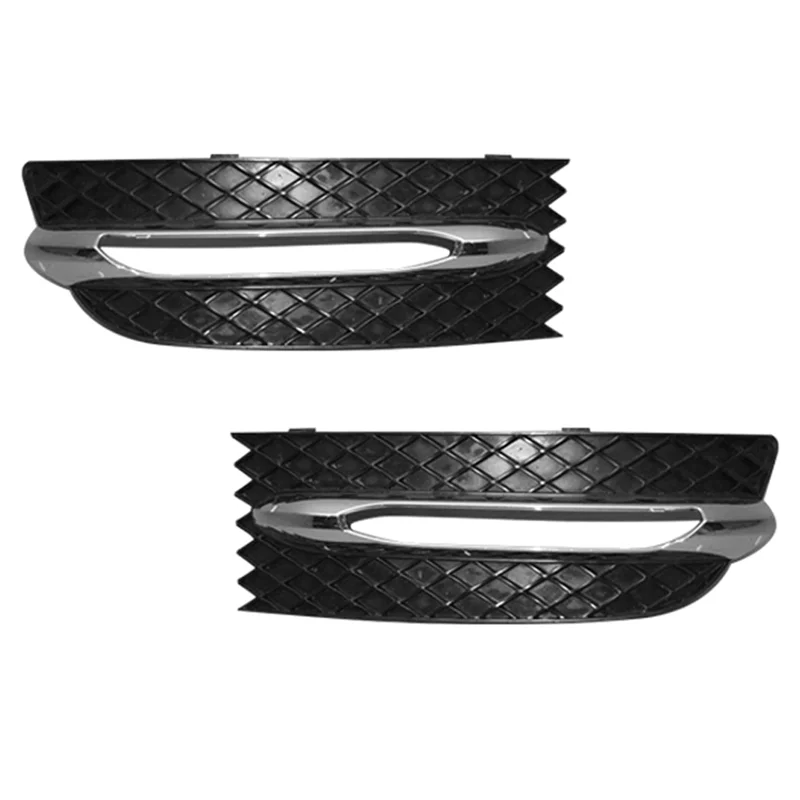

1Pair Car Front Bumper Fog Light Grille Cover with Chrome Frame for Mercedes-Benz SLK Class R172 W172