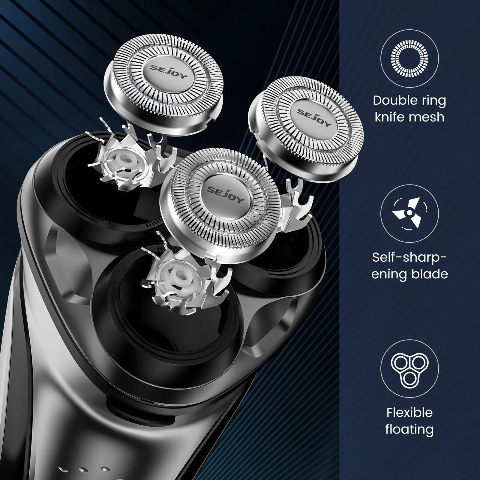Sejoy Electric Shaver for Men's Electric Shaving Clipper Machine 3D Floating Wet Dry IPX7 Waterproof Beard Razor Beard Trimmer 3