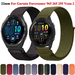 22mm Nylon Loop Band For Garmin Forerunner 965 265 745 255 Music Strap Venu 3/Vivoactive 4/Venu 2 Watchband Replacement Bracelet