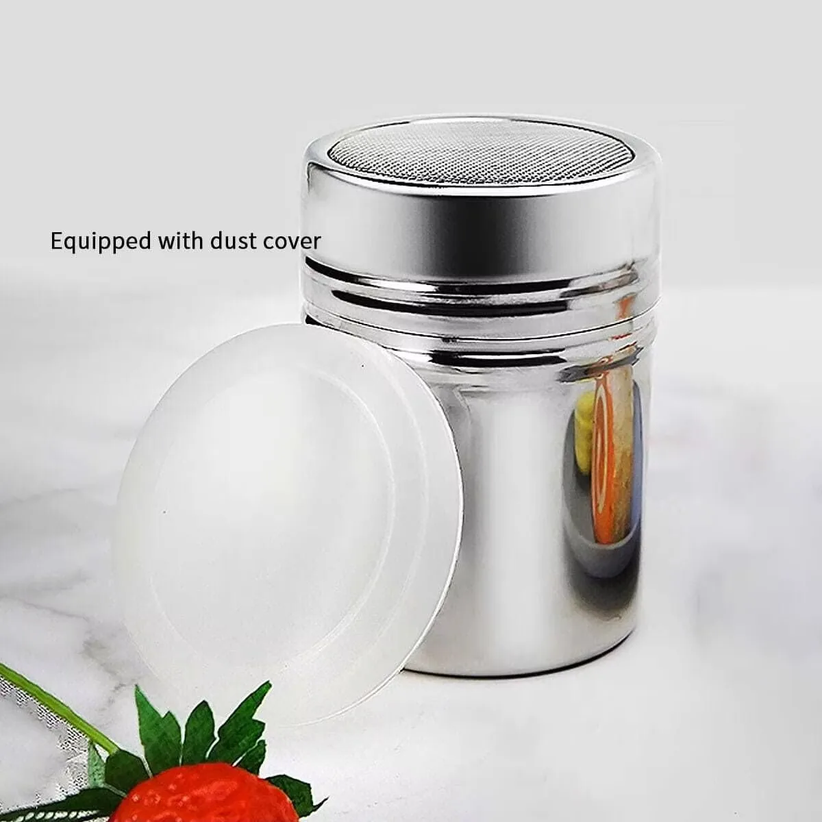 1pc Silver stainless steel mesh tube type spice jar Salt Sugar Pepper Shaker Box Cocoa Icing Powder