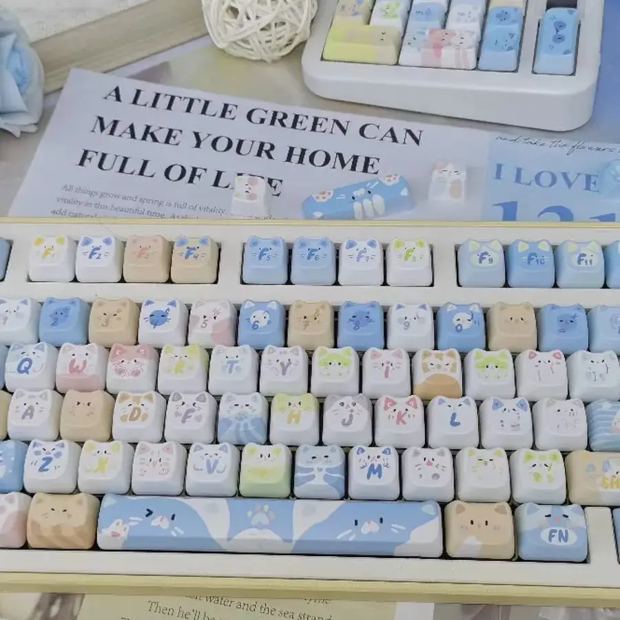 Keycaps quadrados, sublimação térmica, Pet Party, Alice,