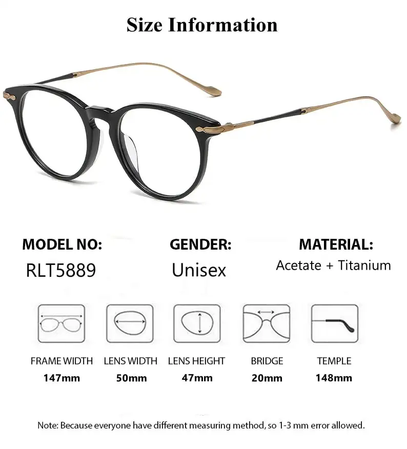 Summer Flower Unisex Full Rim Round Acetate Titanium Eyeglasses
