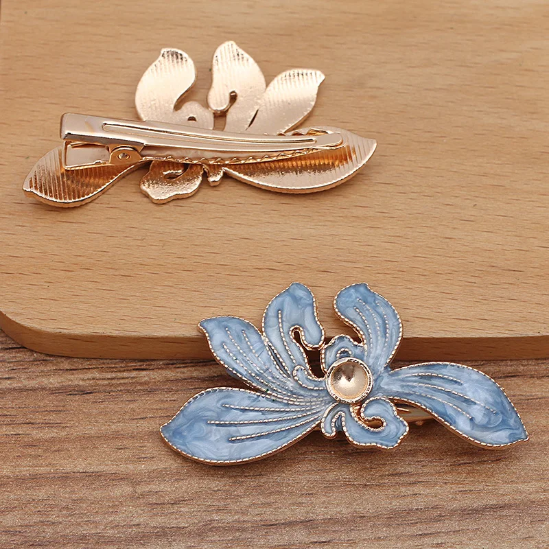 빈티지 금속 꽃 헤어 클립, 헤어핀, 바레트 헤어웨어, DIY 쥬얼리 액세서리, 55*29mm, 세트당 10 개