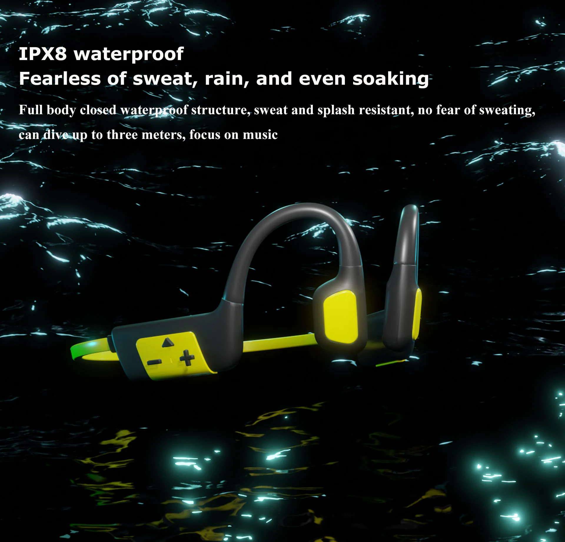 Swimming Bone Conduction Headphones IPX8 Waterproof Bluetooth 5.3 Bone Conduction Earphone with Microphone 32GB Music Player