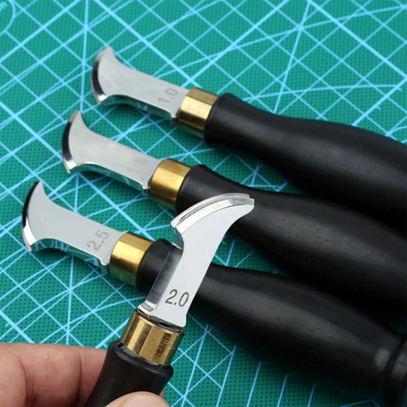 LeatherEdge 주름 도구 스테인레스 LeatherEdger Creaser Skiving 압착 도구 LeatherCrimping 도구 1/1.5/2/2.5mm F1CC