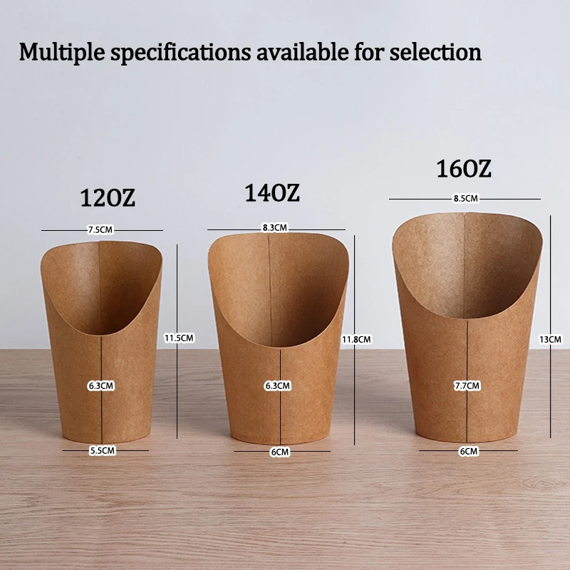 100PCS Kraft Paper French Fry Cups, Disposable Snack Containers, Charcuterie and Desser... - SKU PFFC1521 - UGI Packaging