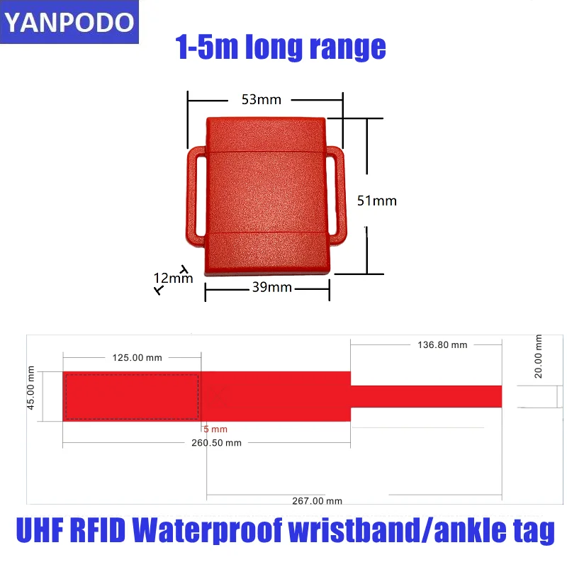 

Yanpodo UHF RFID long range 1-5m reusable wristband waterproof tag for marathon running race swimming timing system chip