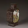 Qing Dynasty Qianlong Yellow Glaze Pastel Figure Square Flat Vase Antique Old Porcelain Home Decoration Collection OrnamentZC803 2