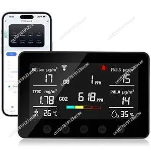 앱 제어, NDIR 센서, TVOC, 꽃가루 및 PM2.5 실내 오염 감지 기능을 갖춘 스마트 공기질 CO2 측정기