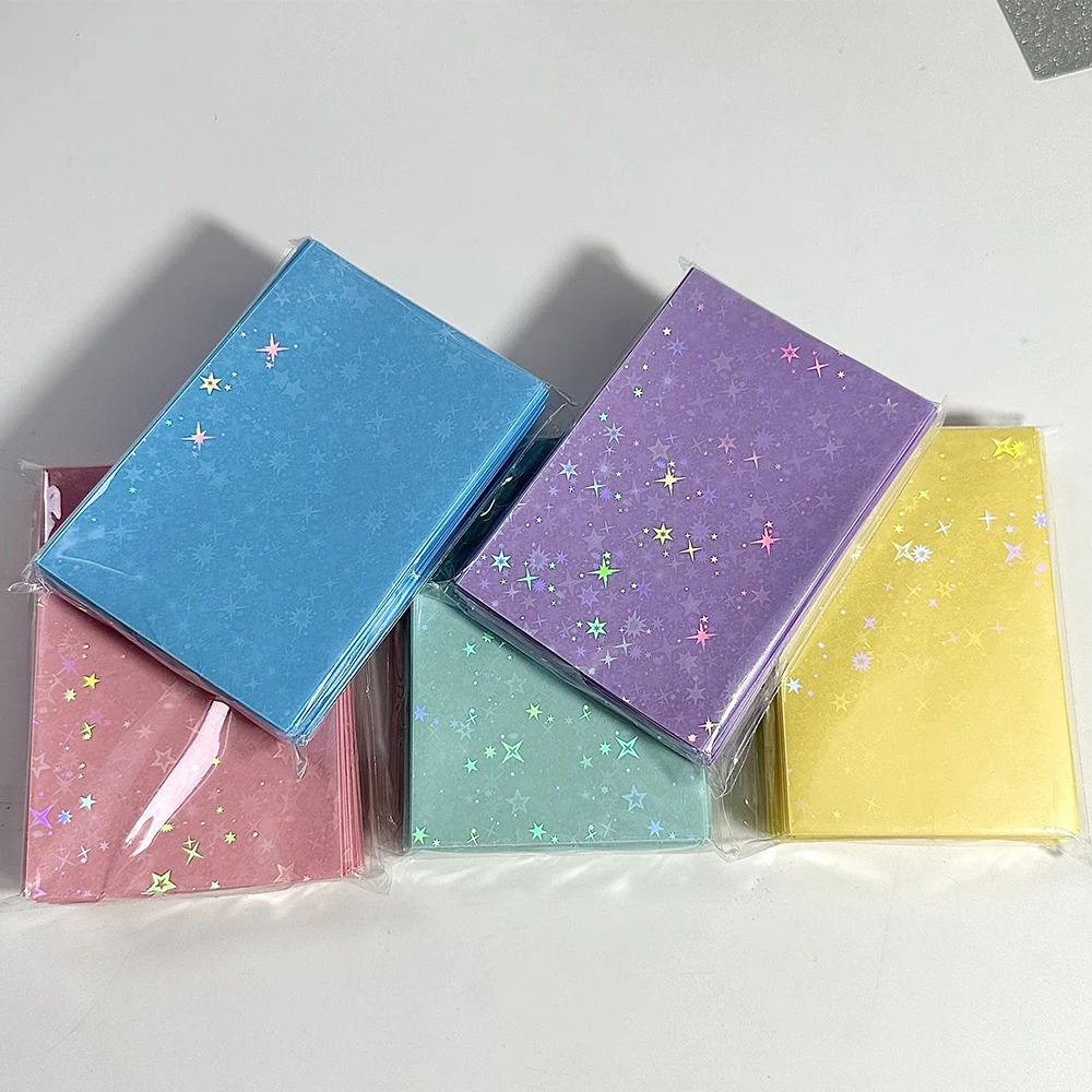 Glittery Star Love Heart Colored Ins Toploader Card Photocard Sleeves Idol Photo Cards Protective Storage Case 50pcs/pack display case