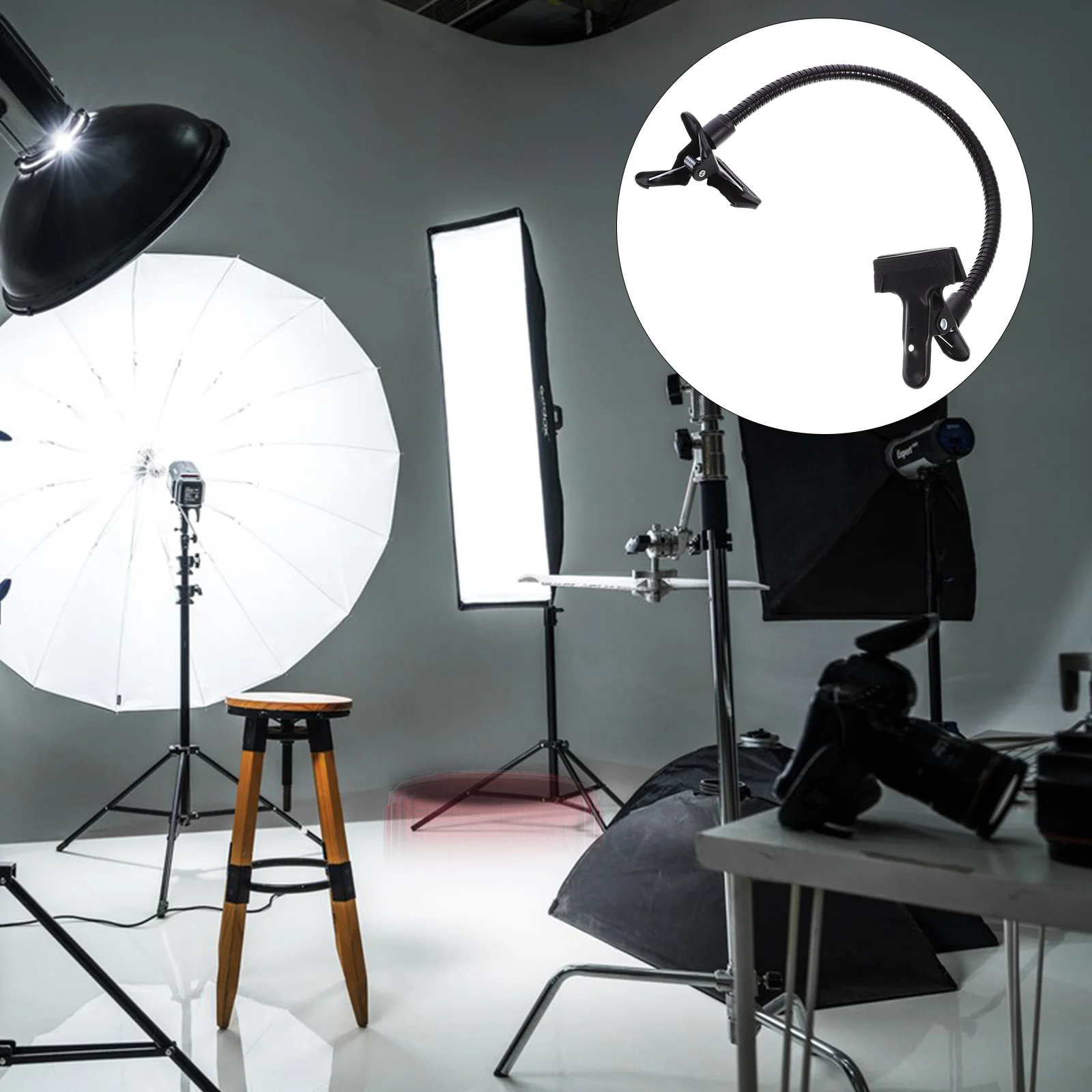 Photo Folder Long Arms Gooseneck Clip with Clamp Background Lighting for Studio