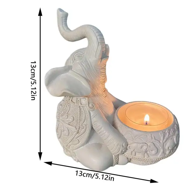 Portacandele Elefante Bianco In Poliresina - Confezione Da 2 Per Candele Votive - Foto 10