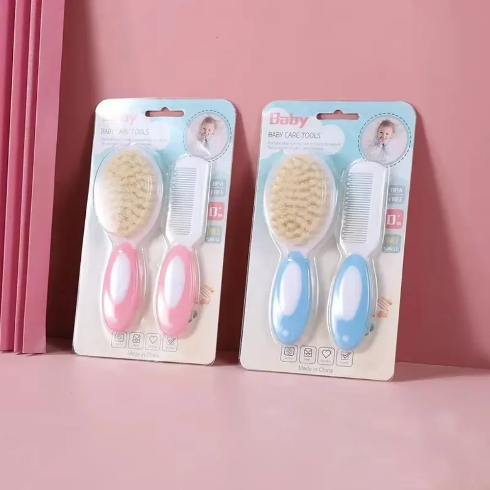 2Pcs/set Baby Untangling Hairbrush Comb Portable Newborn Infant Anti-screw Hair Edge Brush Scalp Massager for Kids Supplies