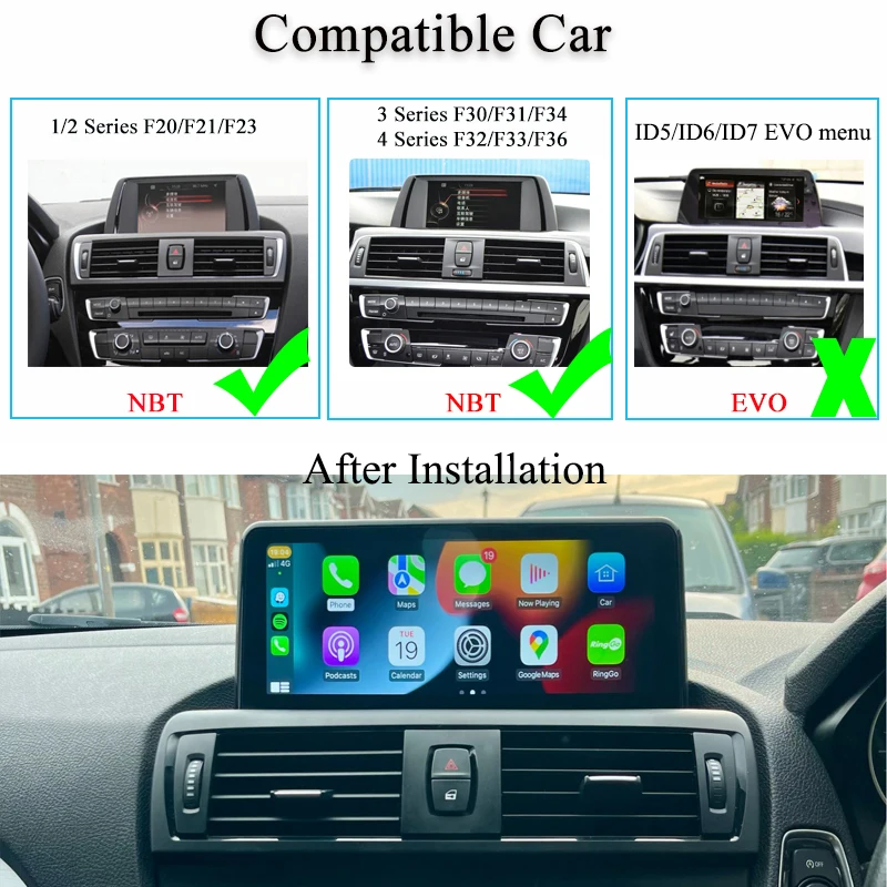 8.8/10.25 Wireless CarPlay Android Auto Car Multimedia Display For BMW  Series 3 4 F30 F31 F34 F32 F33 F36 F80 CIC NBT Head Unit Screen