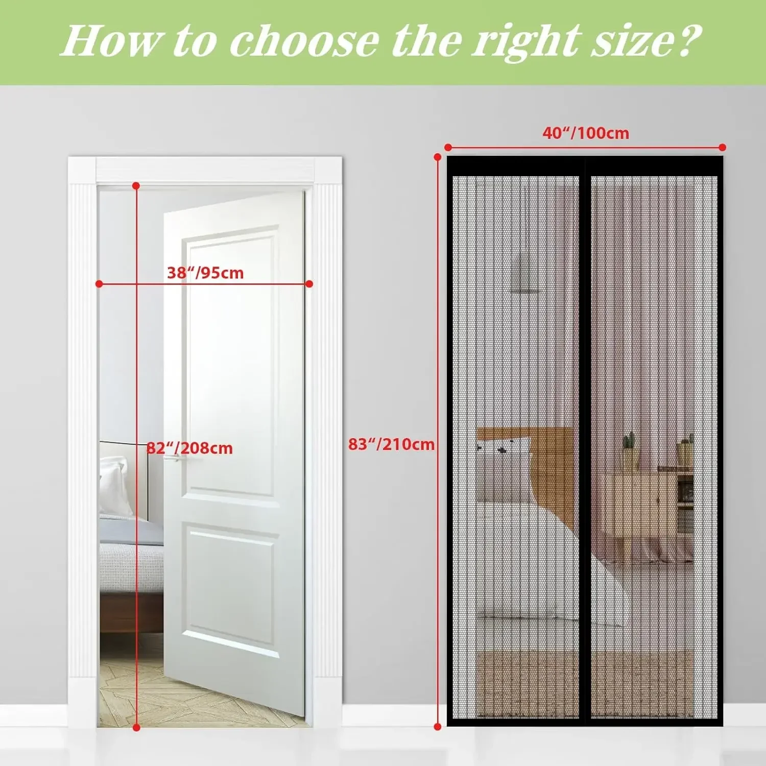 Heavy Duty Magnetic Screen Door Mesh Curtain Mosquito Net Bug Hands Free Partition Mute Striped Door Curtain Bedroom Ventilation 2